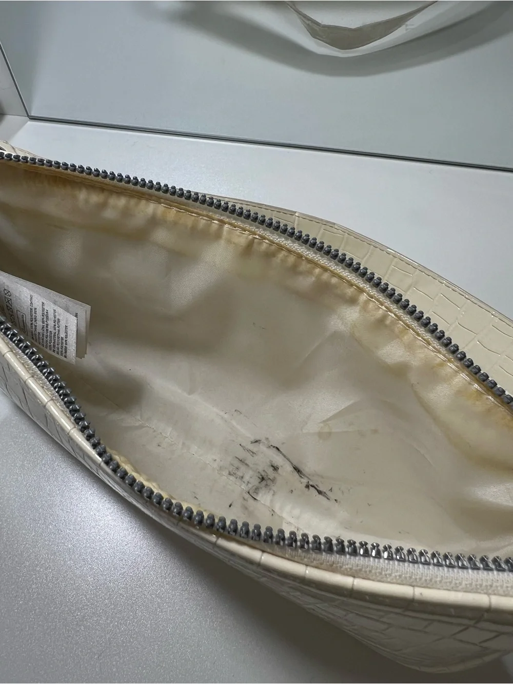 H&M Cream Croc-Embossed Shoulder Bag - Minimal Chic